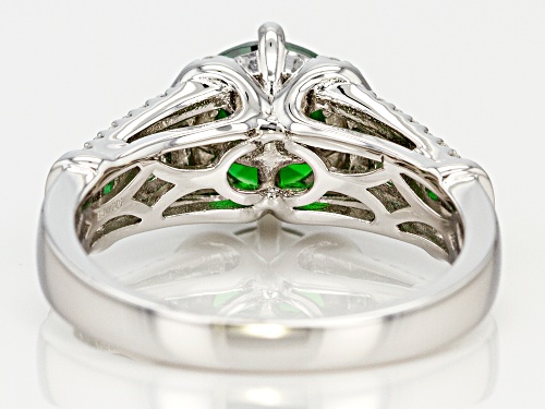 Bella Luce ® 4.14CTW Emerald & White Diamond Simulants Rhodium Over Sterling Silver Ring - Size 10