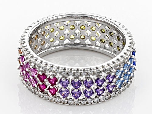 Bella Luce ® 3.84CTW Multicolor Gemstone Simulants Rhodium Over Sterling Silver Ring - Size 5