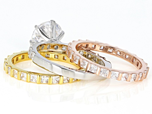 Bella Luce ® 9.26CTW Diamond Simulant Rhodium Over Silver, Eterno™ Yellow & Rose Ring With Bands - Size 8
