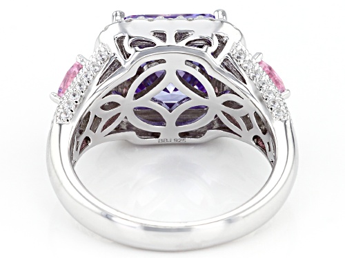 Bella Luce ® 8.81CTW Lavender, Pink, And White Diamond Simulants Rhodium Over Silver Ring - Size 8