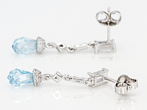 Bella Luce ® 4.69CTW Aquamarine And White Diamond Simulants Rhodium Over Sterling Silver Earrings