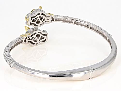 Bella Luce ® 4.61CTW Emerald & White Diamond Simulants Rhodium Over Silver Panther Bracelet - Size 7