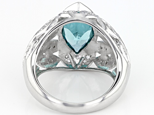 Bella Luce ® 3.76CTW Caribbean Green ™ And White Diamond Simulants Rhodium Over Silver Ring - Size 7