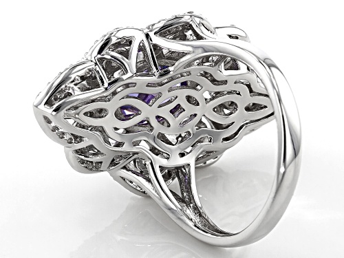 Bella Luce ® 8.74CTW Lavender And White Diamond Simulants Rhodium Over Sterling Sivler Ring - Size 5