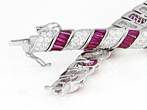 Bella Luce ® 19.10CTW Ruby & White Diamond Simulants Rhodium Over Sterling Silver Bracelet - Size 8