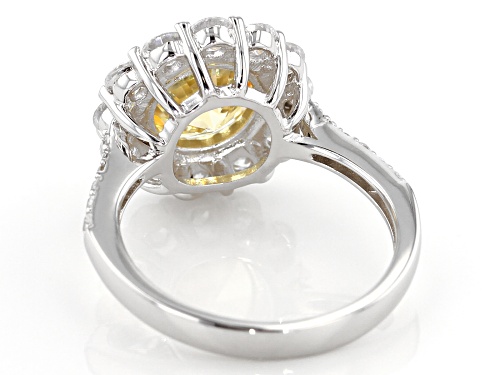 Bella Luce ® 7.34CTW Canary And White Diamond Simulants Rhodium Over Sterling Silver Ring - Size 8