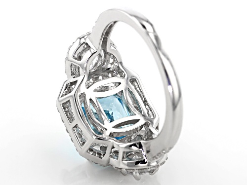 Bella Luce ® 10.14CTW Aqua And White Diamond Simulants Rhodium Over Sterling Silver Ring - Size 5