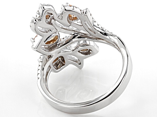 Bella Luce ® 2.47CTW Champagne And White Diamond Simulants Rhodium Over Silver Ring - Size 7