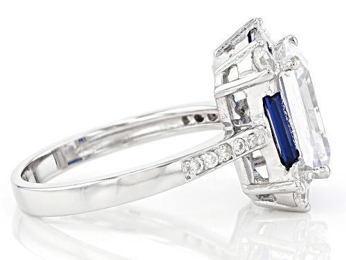Bella Luce ® 7.44CTW Lab Blue Spinel And White Diamond Simulant Rhodium Over Sterling Silver Ring - Size 8