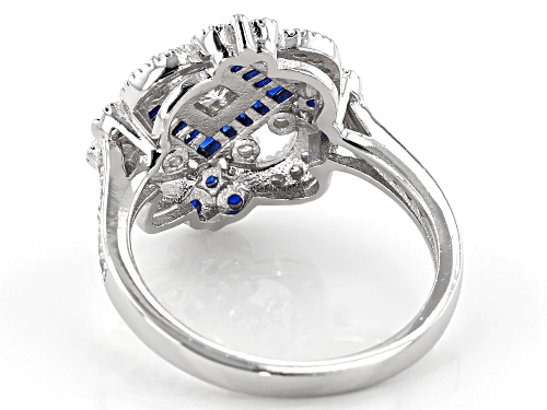 Bella Luce ® 1.75ctw Sapphire and White Diamond Simulants Rhodium Over Silver Ring - Size 12