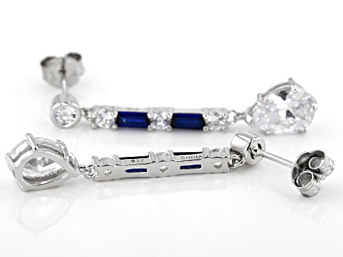 Bella Luce® 5.68ctw Sapphire & White Diamond Simulants Rhodium Over Sterling Silver Earrings