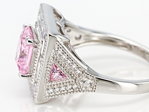 Bella Luce®5.20ctw Pink and White Diamond Simulants Rhodium Over Sterling Silver Ring (3.85ctw DEW) - Size 6