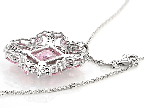 Bella Luce®16.56ctw Pink and White Diamond Simulants Rhodium Over Sterling Silver Pendant With Chain