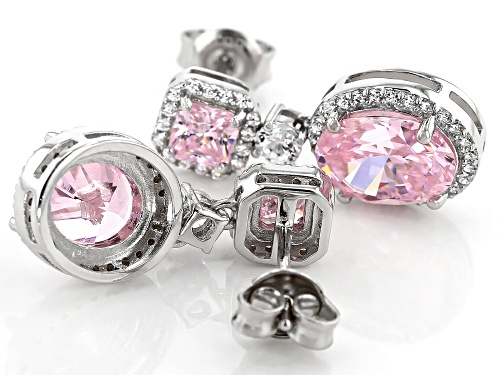 Bella Luce® 8.66ctw Pink and White Diamond Simulants Rhodium Over Sterling Earrings(5.14ctw DEW)