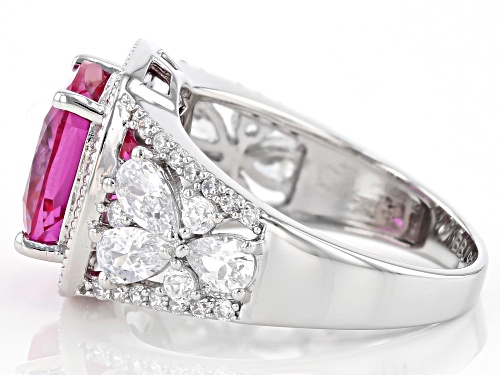 Bella Luce ® 8.21ctw Lab Created Pink Sapphire/White Diamond Simulants Rhodium Over Sterling Ring - Size 5