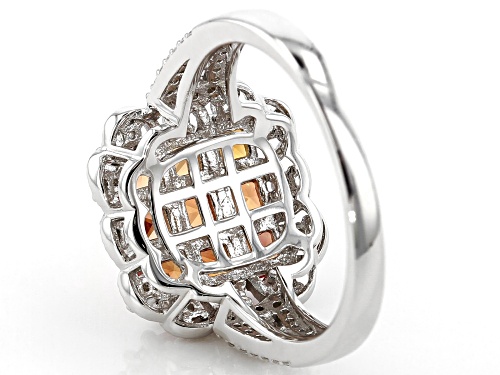 Bella Luce ® 2.04ctw Lab Created Orange Sapphire/White Diamond Simulants Rhodium Over Sterling Ring - Size 8