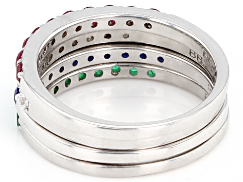 Bella Luce ® 1.70ctw Lab Ruby and Sapphire, Emerald, and White Diamond Simulants Rings- Set of 4 - Size 11