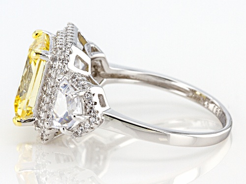 Bella Luce®6.98ctw canary and white diamond simulant rhodium over sterling silver ring(4.93ctw DEW) - Size 8