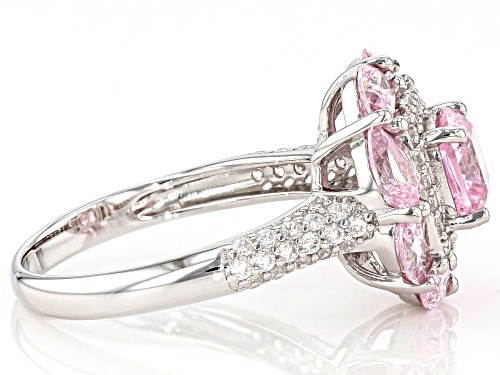 Bella Luce ® 5.23ctw Pink and White Diamond Simulants Rhodium Over Sterling Ring (3.20ctw DEW) - Size 11