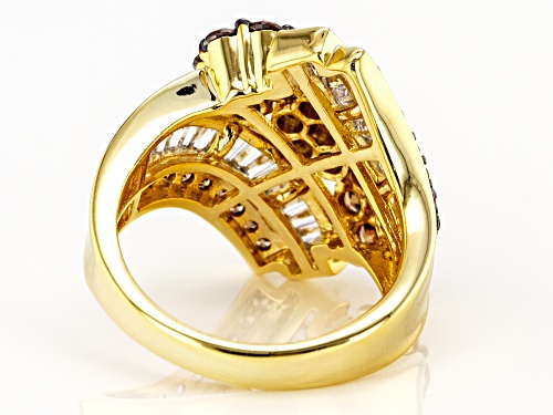 Bella Luce ® 4.38ctw Mocha And White Diamond Simulants Eterno™ Yellow Ring (2.70ctw DEW) - Size 5