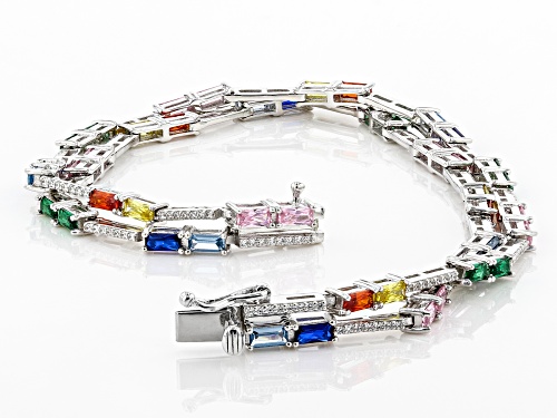 Bella Luce ® Multicolor Sapphire and White Diamond Simulants Rhodium Over Sterling Bracelet - Size 7.25