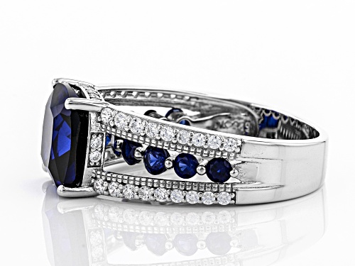 Bella Luce ® 7.24ctw Lab Created Blue Sapphire and White Diamond Simulant Rhodium Over Silver Ring - Size 8