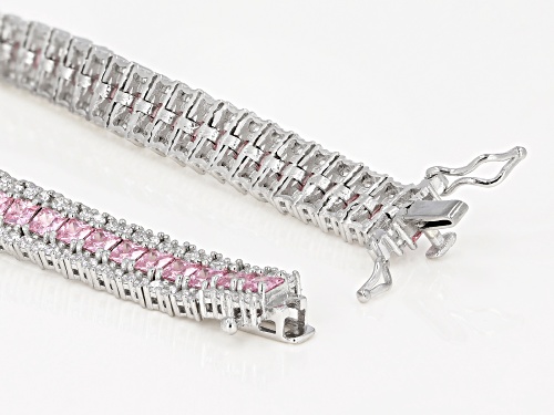 Bella Luce®19.14ctw Pink And White Diamond Simulants Rhodium Over Silver Bracelet (9.99ctw DEW) - Size 8