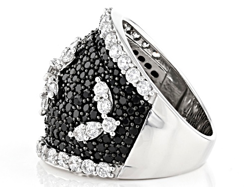 Bella Luce® 5.70ctw Black Spinel and White Diamond Simulant Rhodium Over Sterling Ring - Size 7