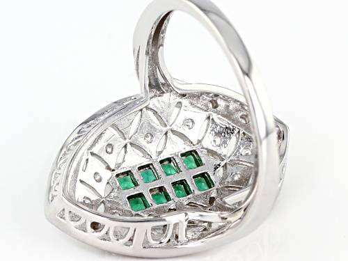 Bella Luce ® 0.55ctw Emerald and White Diamond Simulants Rhodium Over Sterling Silver Ring - Size 6