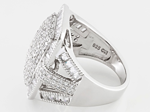 Bella Luce ® 4.65ctw Round & Baguette Rhodium Over Sterling Silver Ring (2.59ctw Dew) - Size 5