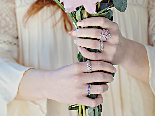 Bella Luce ® 3.39ctw Rhodium Over Sterling Silver Rings- Set Of 3 (2.44ctw Dew) - Size 9