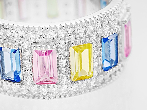 Bella Luce ® 4.32ctw Multi Colored Diamond Simulants Rhodium Over Sterling Silver Ring - Size 5