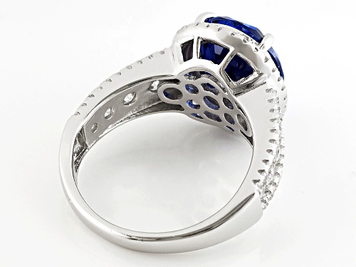 Bella Luce ® 10.01ctw Tanzanite And White Diamond Simulants Rhodium Over Sterling Silver Ring - Size 8