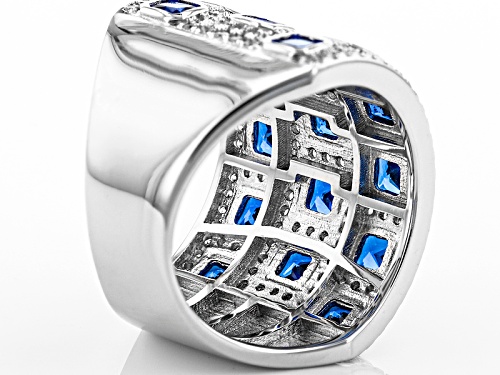 Bella Luce ® 3.88ctw Blue Sapphire And White Diamond Simulants Rhodium Over Sterling Silver Ring - Size 5