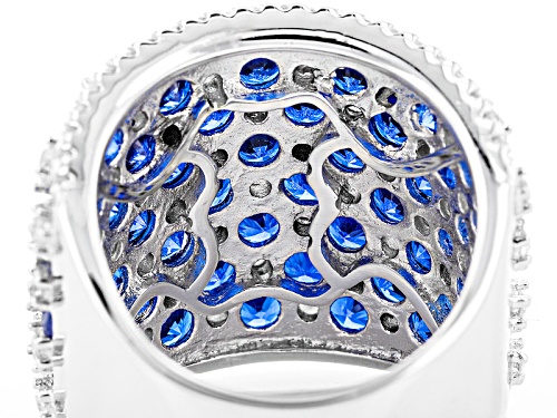Bella Luce ® 6.14ctw Blue Sapphire And White Diamond Simulants Rhodium Over Sterling Silver Ring - Size 5