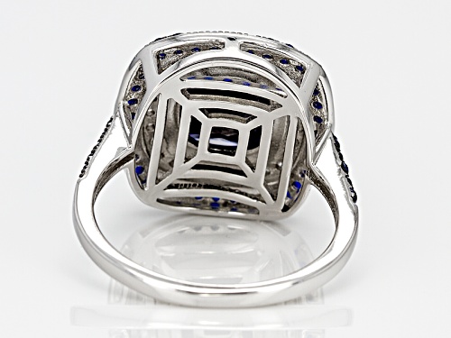 Bella Luce ®5.19ctw Blue Sapphire And White Diamond Simulants Rhodium Over Sterling Silver Ring - Size 7