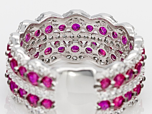 Bella Luce ® 4.26ctw Ruby And White Diamond Simulants Rhodium Over Sterling Silver Ring - Size 5