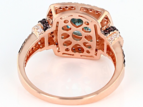 Bella Luce ® 4.32ctw Neon Apatite, Mocha And White Diamond Simulants Eterno™ Rose Ring - Size 5