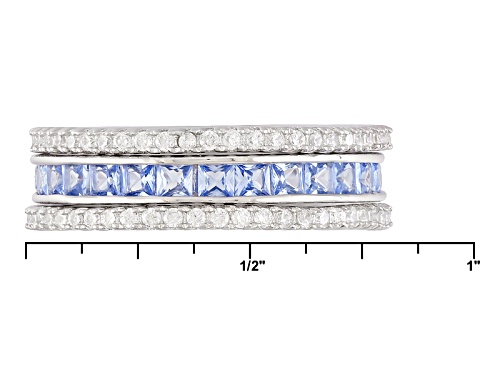 Bella Luce ® 2.48ctw Blue And White Diamond Simulants Rhodium Over Sterling Rings-Set Of 3 - Size 8