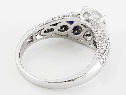 Bella Luce ® 3.46ctw Blue Sapphire And White Diamond Simulants Rhodium Over Sterling Silver Ring - Size 7