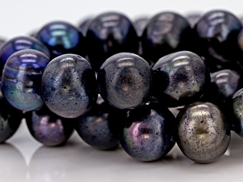 12-13mm Black Cultured Freshwater Pearl Sterling Silver 20 Inch Strand Necklace - Size 20