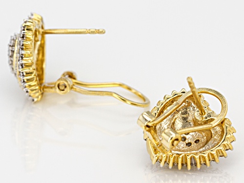 Emulous® .10ctw Round White Diamond 14K Yellow Gold over Brass Heart Earrings