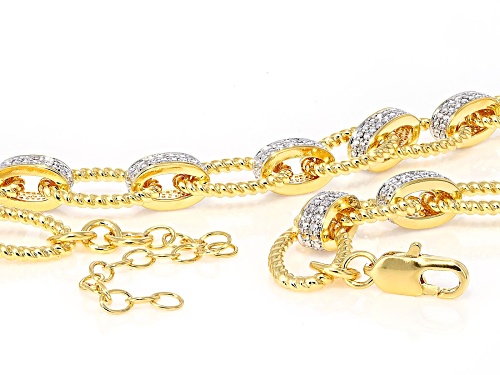 Emulous™ Round White Diamond Accent Rhodium And 14k Yellow Gold Over Brass Station Necklace - Size 18