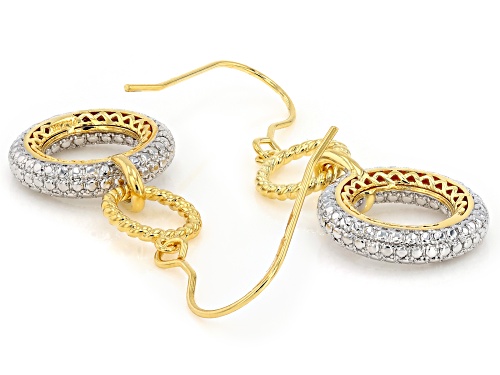 Emulous™ Round White Diamond Accent 14k Yellow Gold Over Brass Dangle Earrings