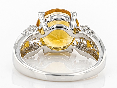 2.78ct Round Citrine With .30ctw Round White Topaz Rhodium Over Sterling Silver Ring - Size 11