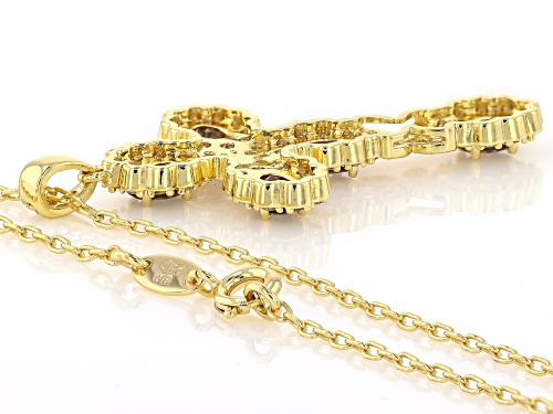 6.34ctw Smoky Quartz with Lab White Sapphire 18k Gold Over Brass Pendant with Chain & Bangle Set