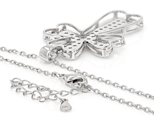 1.29ctw Lab Created White Sapphire Rhodium Over Brass Pendant With Chain