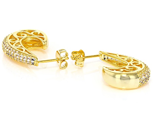 1.62ctw Lab Created White Sapphire 18k Yellow Gold Over Brass Earrings
