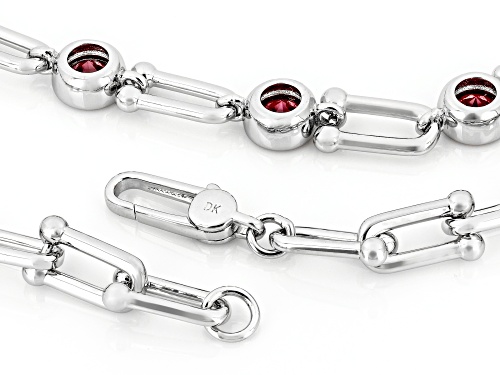 8.59ctw Lab Created Ruby Rhodium Plated Necklace - Size 20