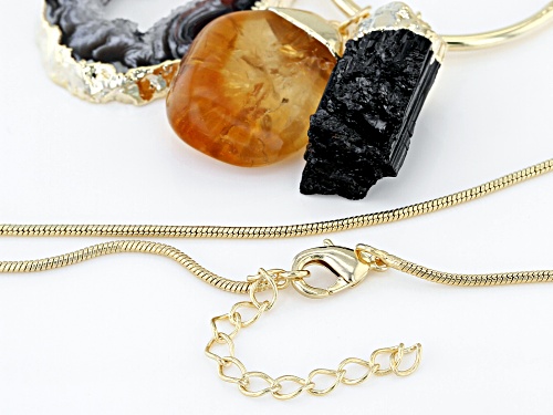 Artisan Collection of Brazil™ Free-Form Multi-Stone 18K Gold Over Brass 3 Charm Pendant W/ 31